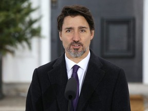 Prime Minister Justin Trudeau speaks during a news conference on the COVID-19 situation in Canada from his residence in Ottawa, Friday, March 20, 2020.