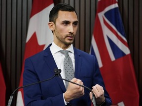 Ontario Education Minister Stephen Lecce speaks at a press conference at Queen's Park in Toronto on Tuesday, March 3, 2020.