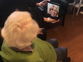 Edith Cohavi, 102, chats with her daughter, Suzy Beck, via Skype. Supplied photo)
