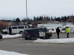 End of the line. A rogue white van who led cops on a chase for 30 km came to a rest new OPP HQ.