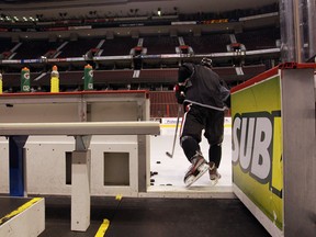 An Ottawa Senator steps on to the ice during a informal practice at Scotiabank Place during the 2012-13 lockout.   Postmedia files