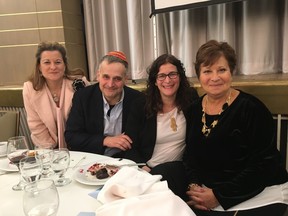 Rabbi Debra Landsberg -- seen here in 2018 with Sun columnist Sue-Ann Levy (far right) Landsberg's husband Adam and Levy's wife Denise Alexander (far left) -- returned home to Toronto early from Israel amid the COVID-19 pandemic. (supplied photo)