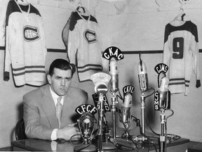 Maurice (Rocket) Richard addresses Canadiens fans on radio after the riot in March 1955. Postmedia files