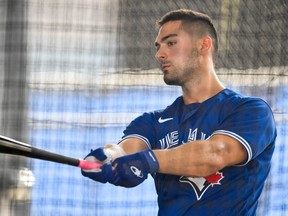 Toronto Blue Jays centre fielder Randal Grichuk takes batting practice during spring training at Spectrum Field on Feb. 17, 2020. (DOUGLAS DeFELICE/USA TODAY Sports files)