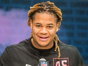 Ohio State defensive lineman Chase Young speaks to the media during the 2020 NFL Combine. (TREVOR RUSZKOWSKI/USA TODAY Sports)