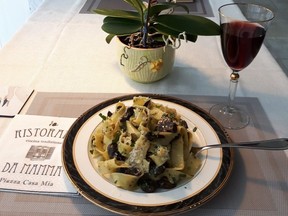 delightful dish for one  of sauteed mushroom with pasta - Marilyn Fabrizio photo