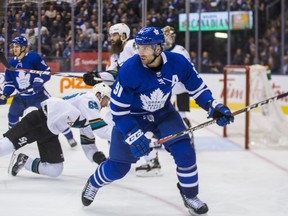 The Maple Leafs are looking for their fourth consecutive win when the face the San Jose Sharks on Tuesday night. (Ernest Doroszuk/Toronto Sun)