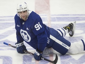“I’m just really enjoying spending time with my son,” John Tavares said on Monday during a video conference call organized by the NHL. (Craig Robertson/Toronto Sun)