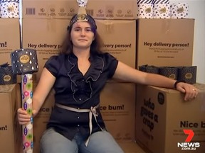 Australian woman Haidee Janetzki accidentally ordered 48 cases of toilet paper. (YouTube/7NEWS Australia)