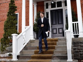 Prime Minister Justin Trudeau arrives to attend a news conference at Rideau Cottage as efforts continue to help slow the spread of coronavirus disease in Ottawa March 29, 2020. (REUTERS/Blair Gable)