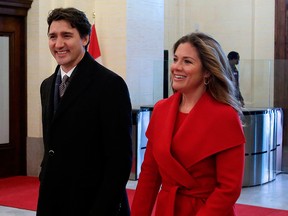 Prime Minister Justin Trudeau and his wife Sophie Gregoire Trudeau arrive for The Throne Speech at the Senate of Canada on December 5, 2019 in Ottawa.