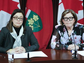 Dr. Eileen de Villa, Medical Officer of Health for the City of Toronto, left, and Dr. Barbara Yaffe, Associate Chief Medical Officer of Health provide an update on the 2019 novel coronavirus on March 12, 2020.