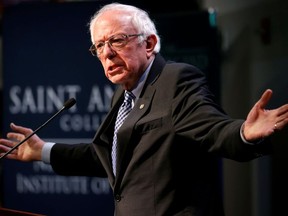 Democratic U.S. presidential candidate Senator Bernie Sanders speaks at the Politics and Eggs event at the New Hampshire Institute of Politics at Saint Anselm College in Manchester, New Hampshire, U.S., February 7, 2020.