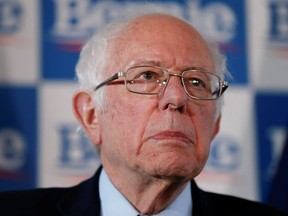 Senator Bernie Sanders looks on during a press conference at his campaign office in Burlington, Vermont, U.S., March 4, 2020.