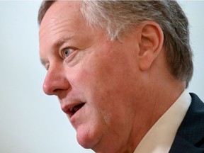 Rep. Mark Meadows (R-NC) speaks to reporters before Lt. Col. Alexander Vindman, director for European Affairs at the National Security Council, testifies as part of the U.S. House of Representatives impeachment inquiry into U.S. President Donald Trump led by the House Intelligence, House Foreign Affairs and House Oversight and Reform Committees on Capitol Hill in Washington, U.S., October 29, 2019.