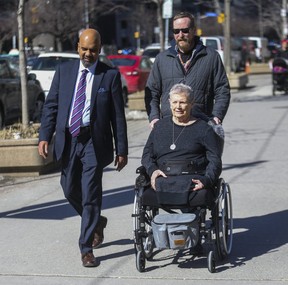 Van attack victim Beverly Smith leaves the courthouse at 361 University Ave. in Toronto, Ont. on Thursday March 5, 2020.