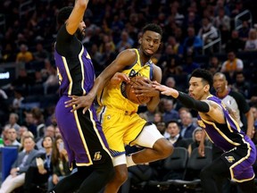 Canadian forward Andrew Wiggins (right) likes the idea of playing for a team with a winning tradition like Golden State. “It’s all been positive here. Just learning, how they do things and what it’s like to be a part of a winning culture,” he said. USA TODAY