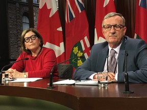 Ontario's Associate Medical Officer of Health Dr. Barbara Yaffe (L) and Chief Medical Officer of Health Dr. David Williams (R) update media on the coronavirus (COVID-19) outbreak in the province on Thursday, March 12, 2020. (Antonella Artuso/Toronto Sun/Postmedia Network)