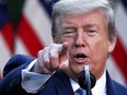 U.S. President Donald Trump speaks during a daily briefing of the White House Coronavirus Task Force in the Rose Garden at the White House April 15, 2020 in Washington, DC.