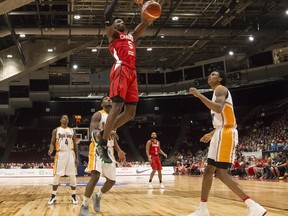 RJ Barrett throws down a dunk while playing for Canada in 2018. Barrett has donated $100,000 to the Mississauga Food Bank.