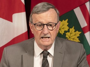 Ontario's Chief Medical Officer of Health Dr. David Williams speaks at Queen's Park in Toronto on Wednesday March 25, 2020. THE CANADIAN PRESS/Frank Gunn