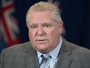 Ontario Premier Doug Ford answers questions at the daily briefing at Queen's Park in Toronto on Wednesday April 29, 2020. THE CANADIAN PRESS/Frank Gunn