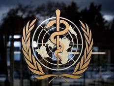 In this file photo taken on March 09, 2020, the logo of the World Health Organization (WHO) at the its headquarters in Geneva.