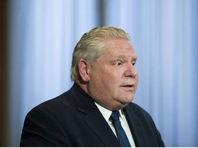 Ontario Premier Doug Ford speaks during his daily updates regarding COVID-19 at Queen's Park in Toronto on Wednesday, April 22, 2020.