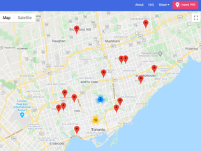 Screengrab of FindTheMasks.ca, an initiative to connect health-care workers in need of PPE and people or businesses who wish to donate equipment.