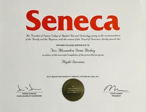 Tess Richey’s college certificate. SUPPLIED/FAMILY