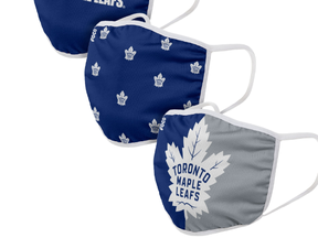 Toronto Maple Leafs facemasks being sold by the NHL with proceeds going to charity.