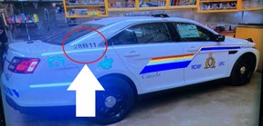 A photograph released by the RCMP during their hunt for Gabriel Wortman. The cruiser’s unique number was shown in an appeal to the public April 19, 2020.