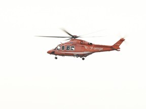 An Ornge air ambulance takes off from Billy Bishop airport on Saturday March 28, 2020. (JACK BOLAND/TORONTO SUN FILES)