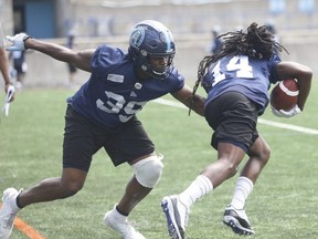 Argos defensive lineman Robbie Smith has been studying a lot of tape to ensure he improves from his rookie year. Jack Boland/Toronto Sun