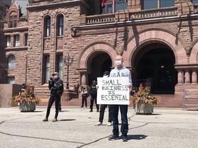 Rowan Check-Morris was at Queen's Park last Saturday to support to re-opening of the economy, which has been at a virtual standstill during the COVID-19 pandemic.