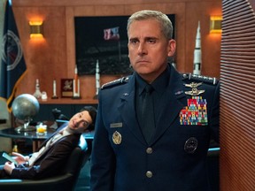 Steve Carell's Space Force blasts off in May. (Netflix)