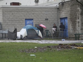 A tent city like this one behind the Moss Park arena have sprung up around the city with the homeless taking to parks and green areas on Thursday, April 30, 2020.
