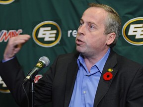 Len Rhodes, pictured during his days as head of the Edmonton Eskimos, will soon start work at CSI Calgary, which provides coaching education and resources in the fields of sport science, medicine, nutrition, training, physiotherapy and equipment innovation for national team athletes.