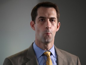 In this July 11, 2017, file photo, U.S. Sen. Tom Cotton (R-AR) arrives for a closed committee meeting in Washington, D.C.