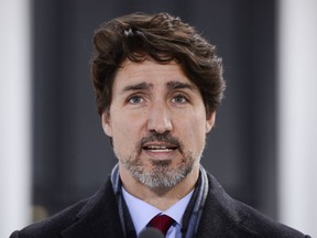 Prime Minister Justin Trudeau addresses Canadians on the COVID-19 pandemic from Rideau Cottage in Ottawa on Tuesday, April 14, 2020.