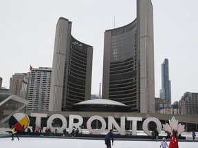 Toronto City Hall is pictured on February 11, 2020.
