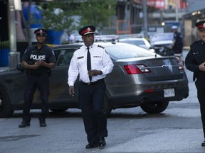 Toronto Police Chief Mark Saunders at the scene of a triple shooting in the Entertainment District that killed a rapper named Houdini on May 26, 2020.