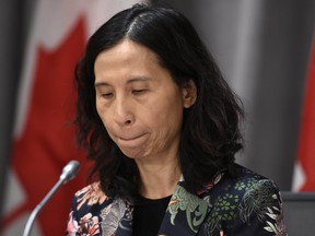 Chief Public Health Officer of Canada Dr. Theresa Tam listens to questions at a press conference on COVID-19, at West Block on Parliament Hill in Ottawa, on Wednesday, March 18, 2020.