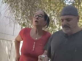 An offensive video has gone viral and shows a Sacramento State professor screaming at his neighbours, along with his clearly intoxicated wife, who hurled racial slurs at the neighbours.

In the May 1 video, associated economics professor Tim Ford (right) and his wife Crystal (left) are filmed screaming at their downstairs neighbour, Mikaela Cobb and her boyfriend.

Cobb said the incident started after Crystal Ford came to Cobb's window to complain about the smell of bacon grease she said was coming from Cobb's apartment.