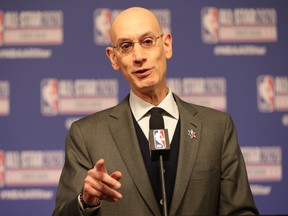 NBA commissioner Adam Silver says the league may play in two cites when it returns to action.