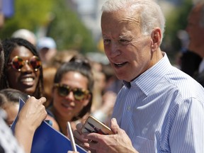 In this file photo taken on May 18, 2019, former U.S. vice-president Joe Biden greets supporters during the kick off of his presidential election campaign in Philadelphia, Pa.