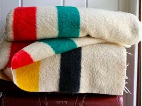 The Hudson's Bay's iconic wool blanket is pictured in this photo.