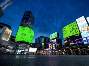 A view of Yonge and Dundas Square in Toronto, April 8, 2020.