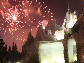 Fireworks light up the sky behind Wonder Mountain. (file photo)