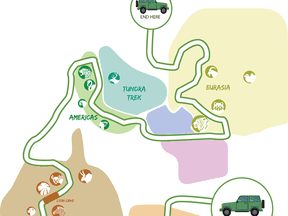 A map of the Toronto Zoo's new drive-thru safari tour due to the pandemic.